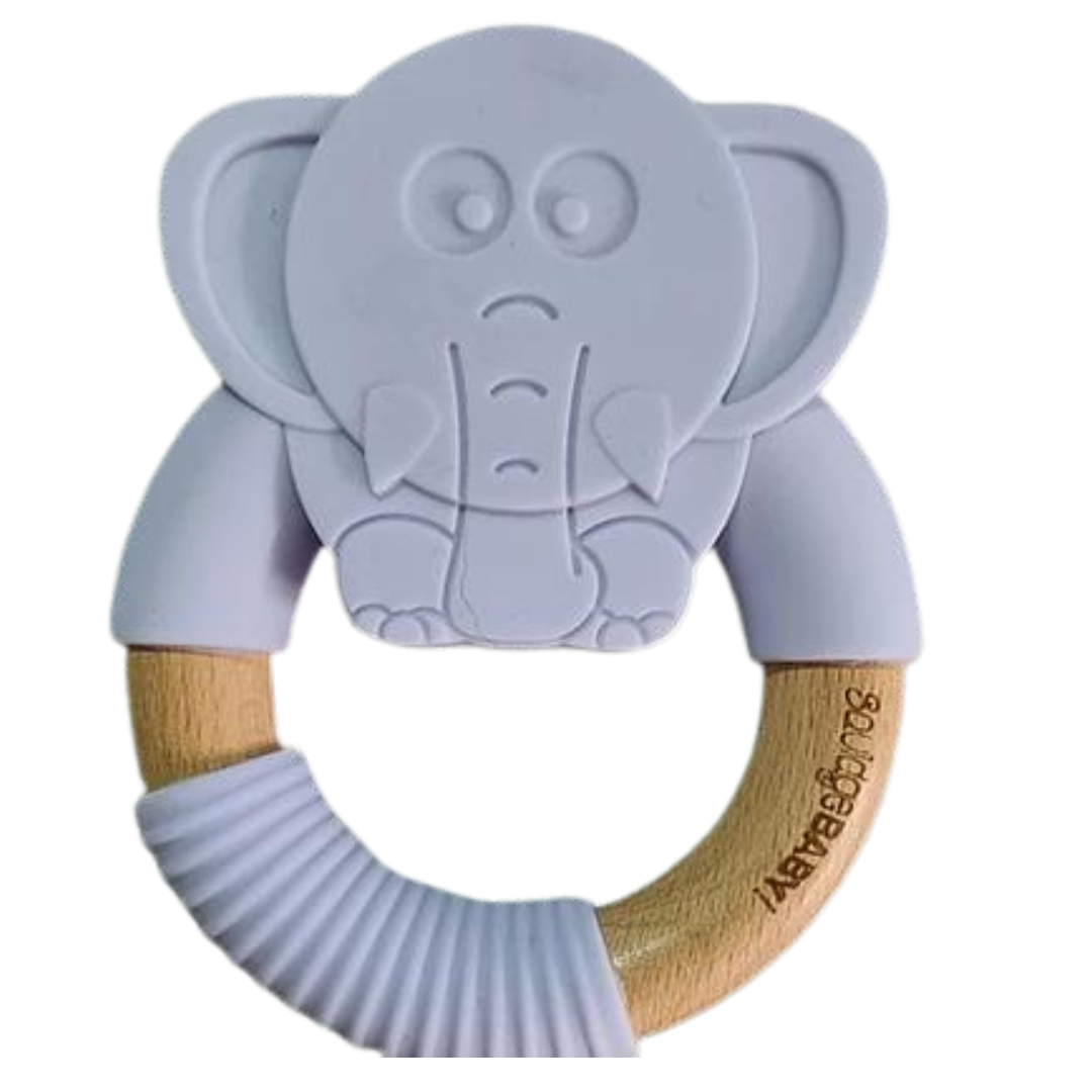 Wooden animal teething ring