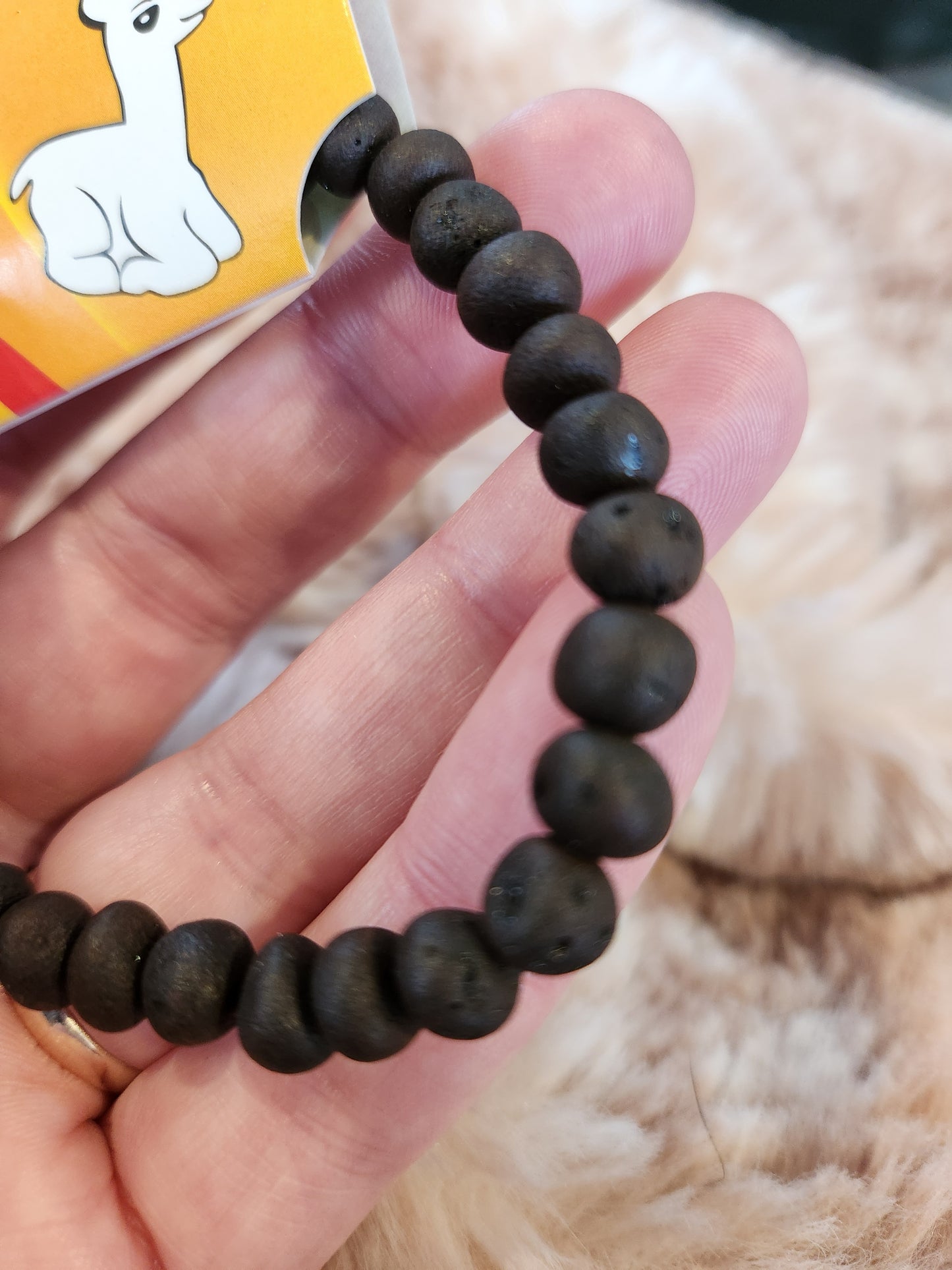 Mens Amber bracelet - Cherry (raw stone)