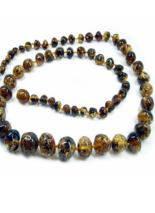 Adult amber necklace - Black & Green