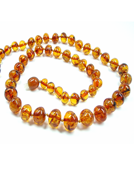 Child amber necklace - Cognac