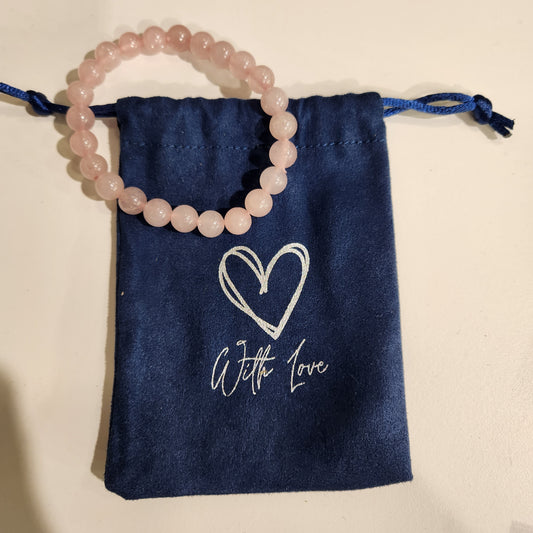 Rose Quartz bracelet in a 'with love' bag