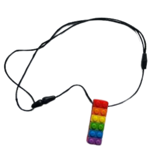 Sensory necklace - Rainbow Lego