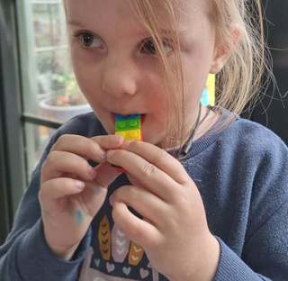 Sensory necklace - Rainbow Lego